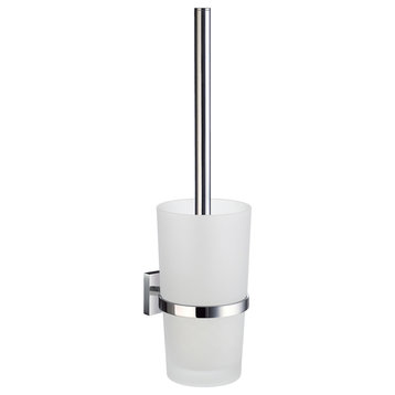 House Toilet Brush With Glass Container Chrome