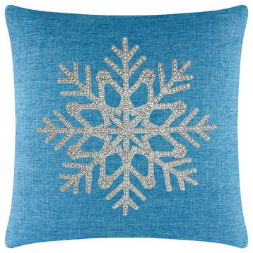 Sparkles Home Rhinestone Snowflake Pillow - 16x16" - Aqua