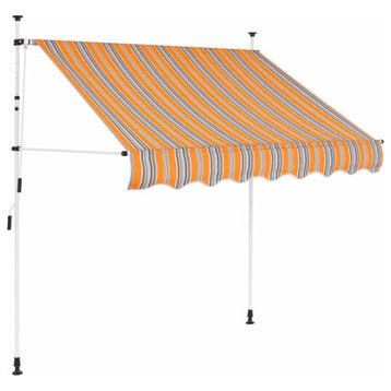 vidaXL Retractable Awning Patio Awning with Manual Crank Yellow and Blue Stripes