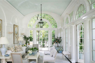 Inspiration for a mid-sized traditional sunroom in Dallas with grey floor and no fireplace.