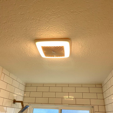 BATHROOM - Complete Remodel Tub-to-Shower White Cabinets, White Hex Floor