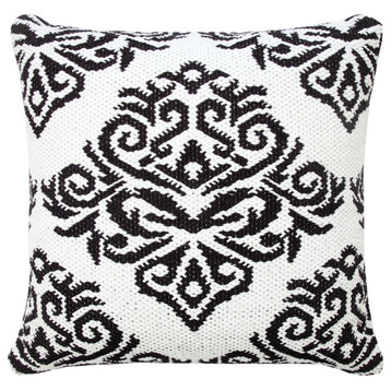 Traditional Decorative Damask Throw Pillow, White