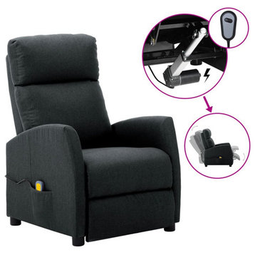vidaXL Massage Chair Massaging Recliner Chair for Elderly Dark Gray Fabric