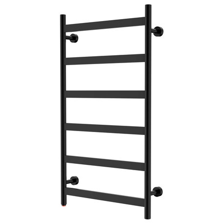 HEATGENE 6 Flat Bar Wall-Mounted Hard Wired/Plug in Towel Warmer, Matt Black