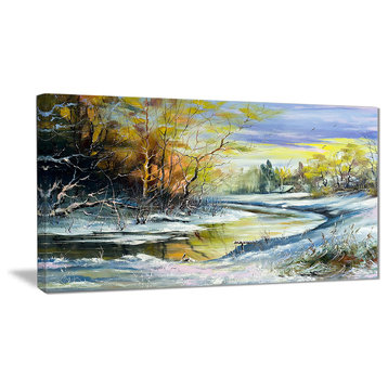 "River in the Spring Woods" Landscape Canvas Print, 32"x16"