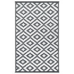 Green Decore - Lightweight Indoor/Outdoor Reversible Plastic Rug Nirvana, Charcoal Grey / White - Easy to clean Resistant to moisture and can simply be wiped clean, Made from recycled plastic.