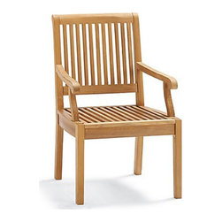 Cassara Dining Arm Chairs in Natural Teak, Set of Two - Patio Furniture And Outdoor Furniture