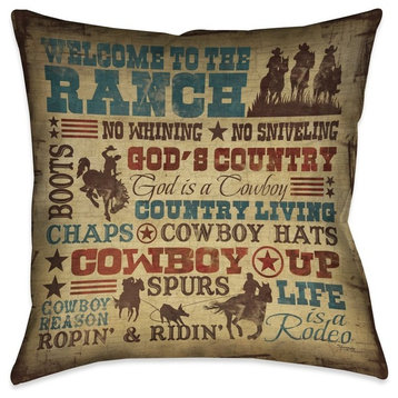 Laural Home Welcome to the Ranch Outdoor Decorative Pillow, 20"x20"