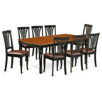 East West Furniture Dover 9-piece Wood Kitchen Table Set in Black/Cherry