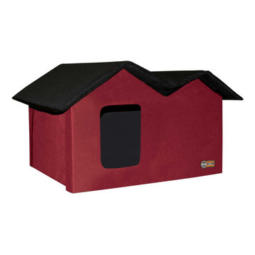 K&H Pet Products Outdoor Kitty House Extra-Wide Heated Red 21.5"x14"x13"