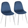 Pebble Chairs, Set of 2, Chrome, Blue Velvet