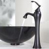 Kraus C-GV-104-12mm-15000BN Clear Black Glass Vessel Sink and Ventus Faucet