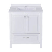 Winette Single-Vanity Set With Marble Top and Sink, White, 30"