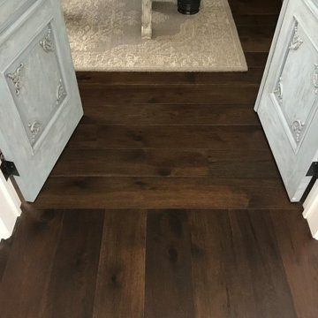 Campbell | Whole floor replacement. Сustom hand-scraped hickory