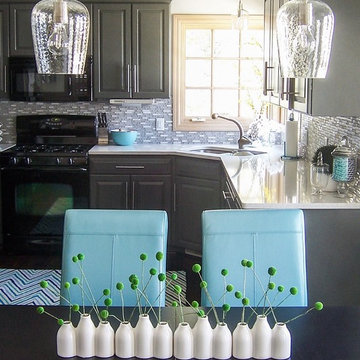 Gray and Aqua Kitchen