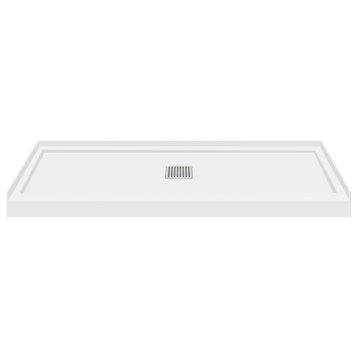 Transolid Linear 60"x36" Single Threshold Shower Base with a Center Drain, White