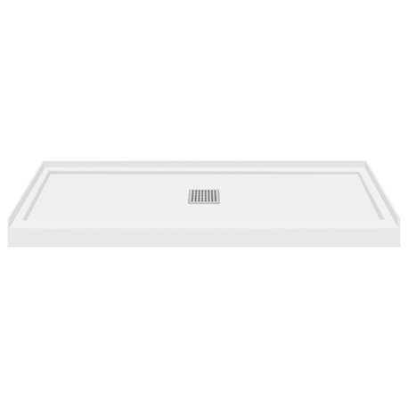 Transolid Linear 48"x32" Single Threshold Shower Base with a Center Drain, White, 60-in L X 36-in W