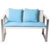Chester 4-Piece Sofa Set, White Rattan & White Fabric, Turquoise & White