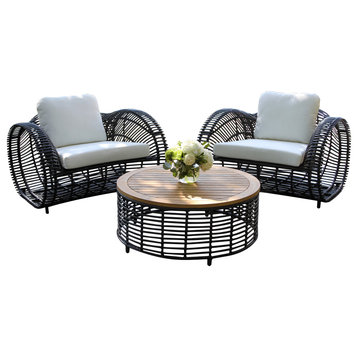 3-Piece Black Lava Seating Group With Coffee Table