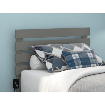AFI Oxford Solid Wood Mid-Century Twin Headboard with USB Charger in Gray