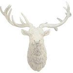 A&B Home - Darby Decorative Object or Figurine, Aged White - Featuring life-like details and an aged white finish, the Darby Deer Head Wall Accent offers surprising versatility that makes it a dramatic yet playful accent piece in nearly any home. From modern to shabby chic, industrial to traditional, this piece offers a humane way to bring the timeless beauty of the noble deer into your home.