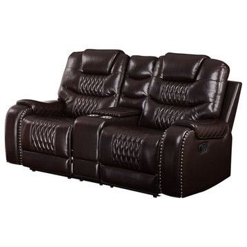 Braylon Loveseat with Console (Motion) in Brown PU