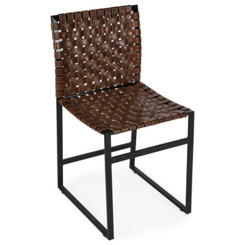 Urban Brown Woven Leather Chair
