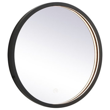 Elegant Decor MRE6018BK Pier 18" LED Mirror, Adjustable Color, Black