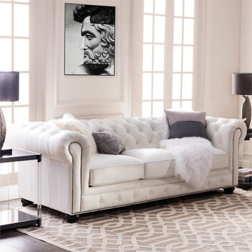 Brookfield Leather Chesterfield Sofa In White