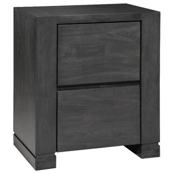Pemberly Row Contemporary 2-Drawer Wood Nightstand in Gray Finish