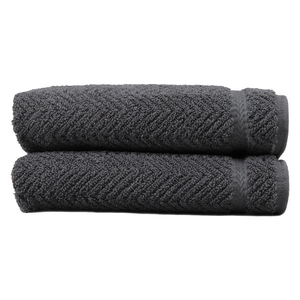 Linum Home Herringbone Hand Towels, Set of 2, Grey