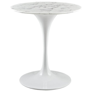 Modway EEI-1128-WHI Lippa 28 Inch Artificial Marble Dining Table, White