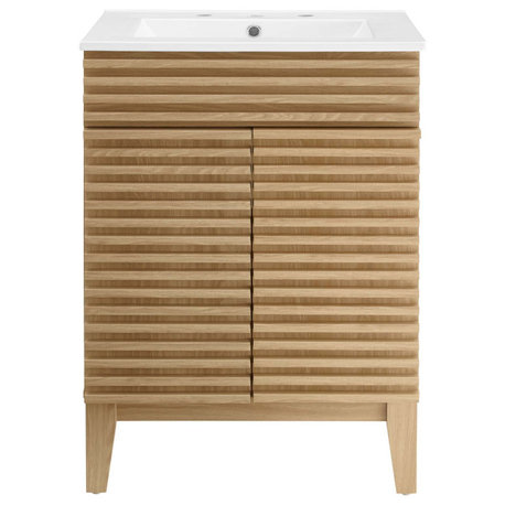 Render Bathroom Vanity, Oak/White