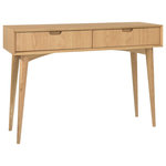 Bentley Designs - Oslo Oak Console Table With Drawers - Oslo Oak Console Table with Drawers takes inspiration from sophisticated mid-century styling through hints of both retro and Scandinavian design resulting in soft flowing curves throughout. Oslo is a fashionable range that features an eclectic blend of shapes and forms.
