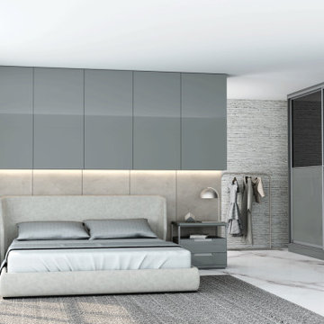 High Gloss Bedroom with Sliding Wardrobes Set Supplied by Inspired Elements