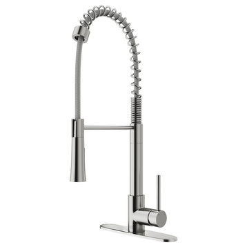 VIGO Laurelton Pull-Down Kitchen Faucet With Deck Plate, Stainless Steel