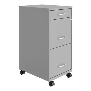 Space Solutions 18in Deep 3 Drawer Mobile File Cabinet Arctic Silver