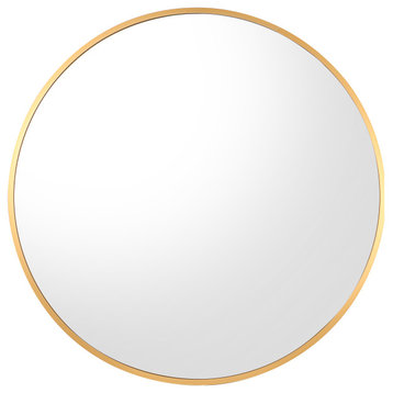 Sage 24" Modern Round Wall Mirror Aluminum Gold Frame