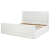 Brooks Contemporary Tufted Shelter Platform Bed, Antique White Polyester, King