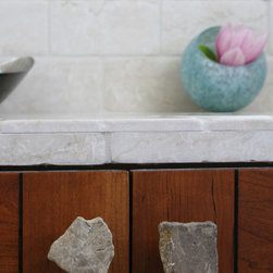 Island Stone random tile bathroom shower and sink - Tile