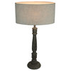Urban Designs 27-Inch Rusted Wood and Oval Beige Table Lamp