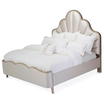Malibu Crest Queen Scalloped Panel Bed - Porcelain/Chardonnay