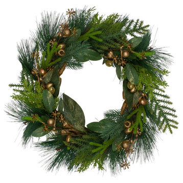 Leaves Berry and Cedar Artificial Christmas Wreath, 20" Unlit