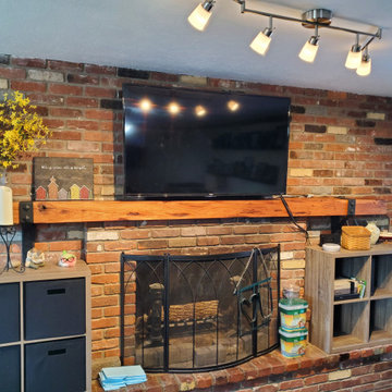 9" x 9" Mantel made from Reclaimed distressed wood beam fireplace mantel shelf w