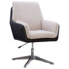 Linon Vivian Metal Adjustable Swivel Chair in Black Faux Leather and Gray Sherpa