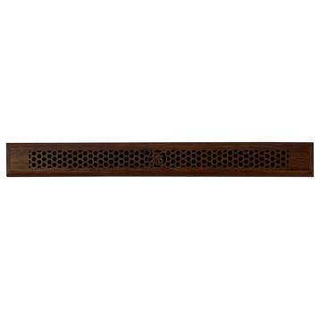 Small Narrow Brown Wood Rectangular Carving Storage Accent Box Hws2643