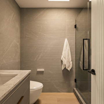 Modern Luxury Bathroom with Premium Black Frame Glass Shower Doors