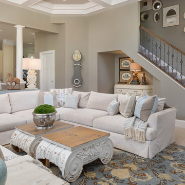 Shabby Chic Slipcovered U Sectional Family Room