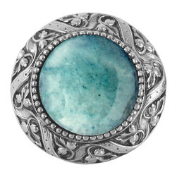Inviting Home Inc. - Victorian Knob, Antique-Style Pewter With Green Aventurine - Cabinet And Drawer Knobs