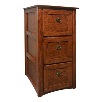 Mission Solid Oak 3-Drawer Filing Cabinet, Mission Cherry